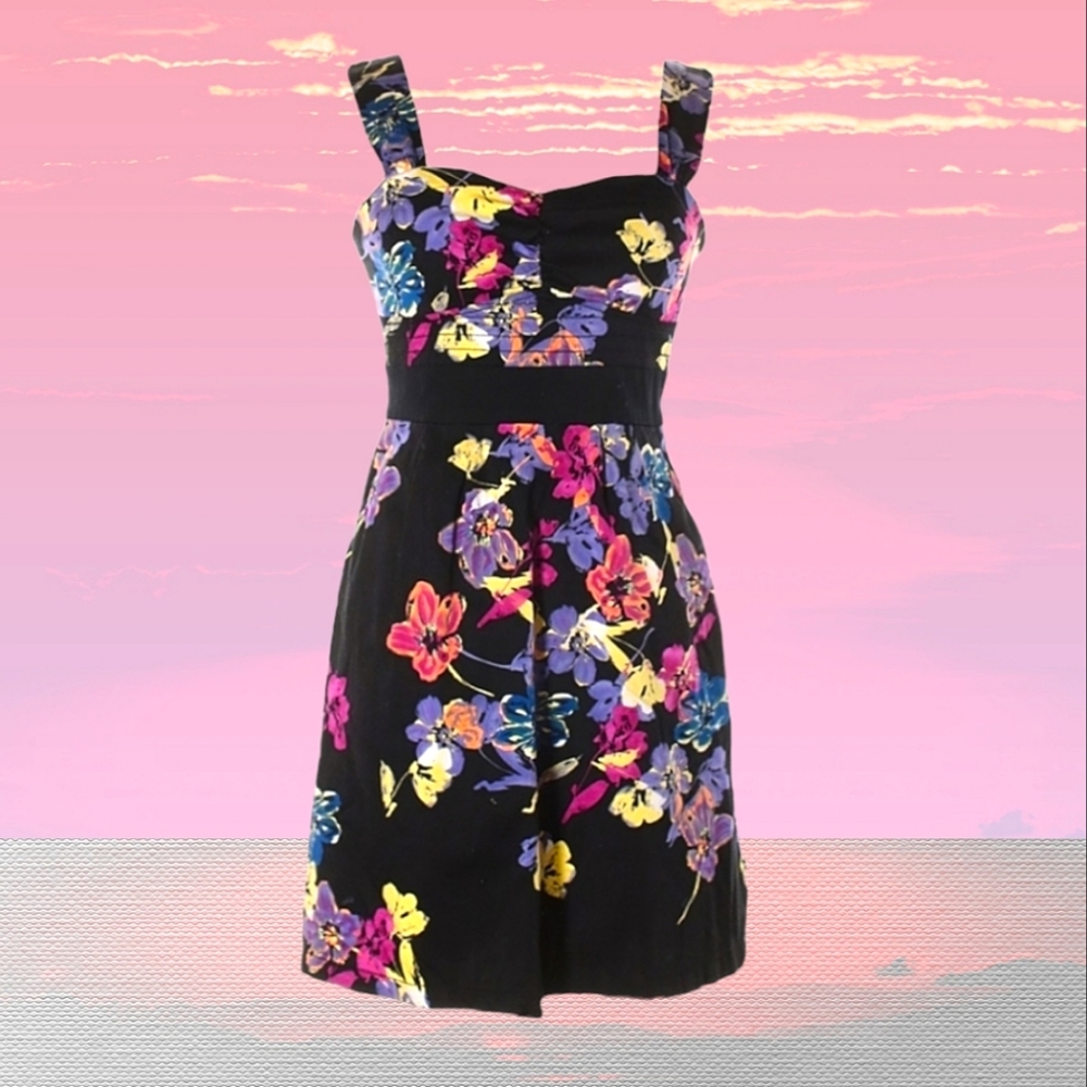 Sleeveless Ruched Floral Dress